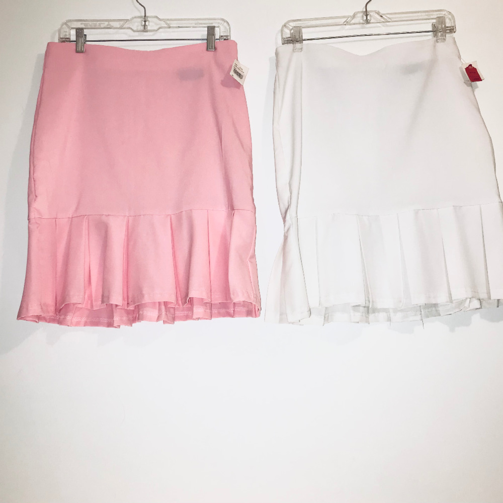NWT SET of 2 Streetmagic Pink & White Spring Cotton Pencil Skirts Y2K Vintage L